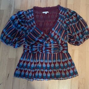 Nanette Lepore Puff Sleeve Wrap Top